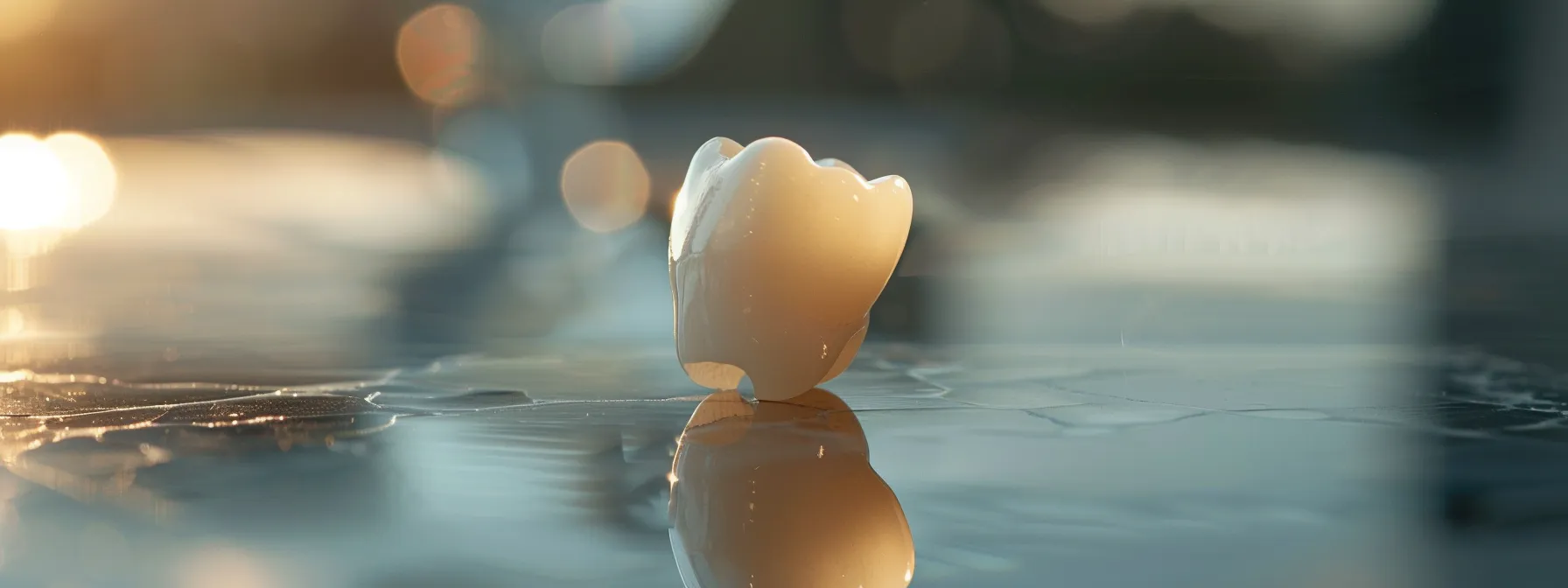 a gleaming, pristine dental implant rests on a reflective surface, illuminated by soft, diffused lighting that highlights its immaculate texture and emphasises the importance of meticulous care and maintenance.